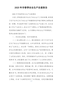 2026年市春季安全生产自查报告