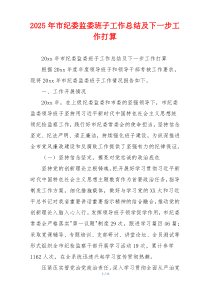 2026年市纪委监委班子工作总结及下一步工作打算