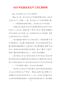 2026年应急安全生产工作汇报材料