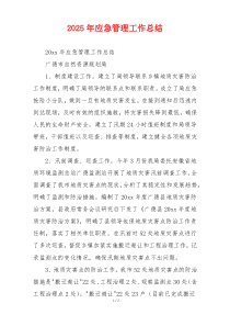 2026年应急管理工作总结