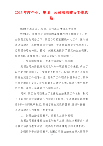 2026年度企业、集团、公司法治建设工作总结