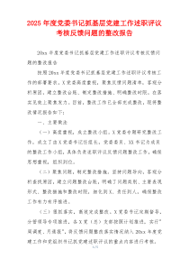 2026年度党委书记抓基层党建工作述职评议考核反馈问题的整改报告