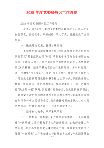 2026年度党委副书记工作总结