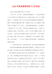 2026年度县委领导班子工作总结