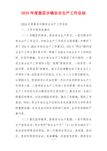 2026年度基层乡镇安全生产工作总结