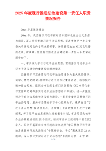 2026年度履行推进法治建设第一责任人职责情况报告