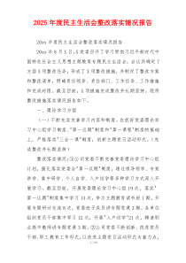 2026年度民主生活会整改落实情况报告