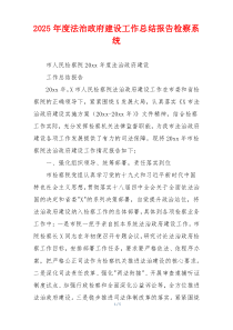 2026年度法治政府建设工作总结报告检察系统