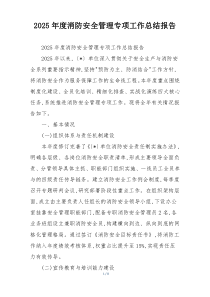 2026年度消防安全管理专项工作总结报告