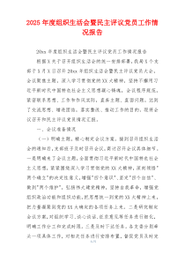 2026年度组织生活会暨民主评议党员工作情况报告