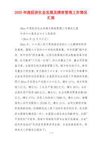 2026年度经济社会发展及绩效管理工作情况汇报