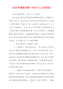 2026年度驻村第一书记个人工作总结