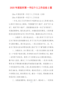 2026年度驻村第一书记个人工作总结2篇