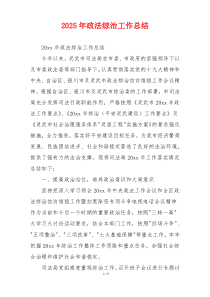 2026年政法综治工作总结