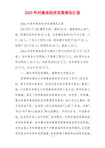 2026年村集体经济发展情况汇报