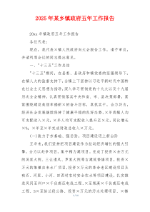 2026年某乡镇政府五年工作报告