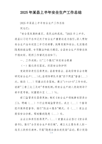 2026年某县上半年安全生产工作总结