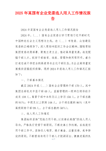 2026年某国有企业党委选人用人工作情况报告