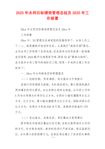 2026年水利目标绩效管理总结及2026年工作部署