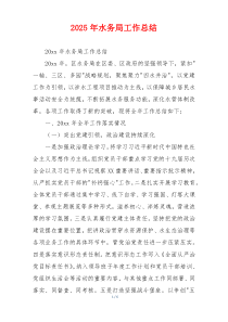 2026年水务局工作总结