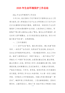 2026年生态环境保护工作总结