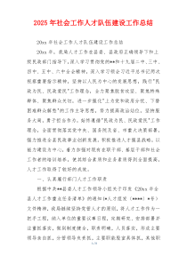 2026年社会工作人才队伍建设工作总结