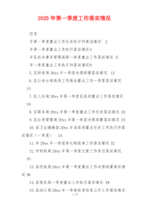 2026年第一季度工作落实情况
