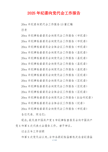 2026年纪委向党代会工作报告