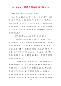 2026年统计调查队平安建设工作总结