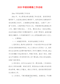 2026年综治维稳工作总结