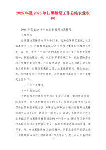 2026年至2026年扫黑除恶工作总结农业农村