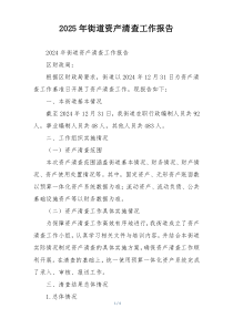 2026年街道资产清查工作报告