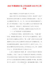 2026年调查统计队工作总结和2026年工作计划