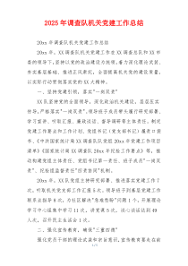 2026年调查队机关党建工作总结