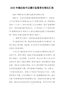 2026年镇纪检书记履行监督责任情况汇报