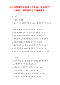 2026年领导班子建设工作总结、领导班子工作总结、领导班子运行情况报告3