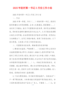 2026年驻村第一书记3月份工作小结