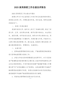 2026某局保密工作自查自评报告