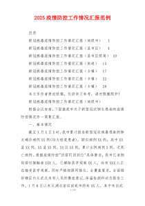 2026疫情防控工作情况汇报范例