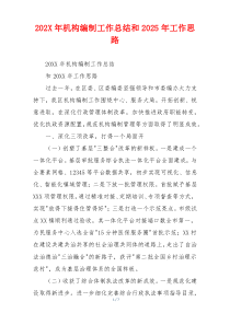 202X年机构编制工作总结和2026年工作思路