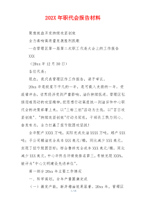 202X年职代会报告材料