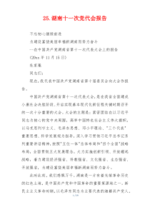 25.湖南十一次党代会报告