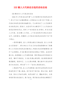 XXX镇人大代表走访选民活动总结