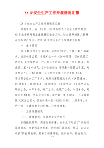 XX乡安全生产工作开展情况汇报
