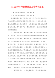 XX区2026年疫情防控工作情况汇报