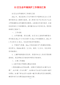XX区生态环境保护工作情况汇报