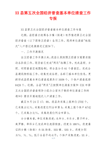 XX县第五次全国经济普查基本单位清查工作专报