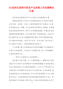 XX经济区招商引资及产业发展工作进展情况汇报