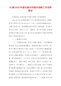 XX镇2026年度实施乡村振兴战略工作述职报告