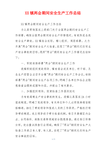 XX镇两会期间安全生产工作总结